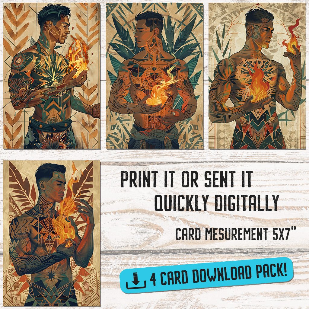 Flame-Kissed Greeting Card Set - Digital Download