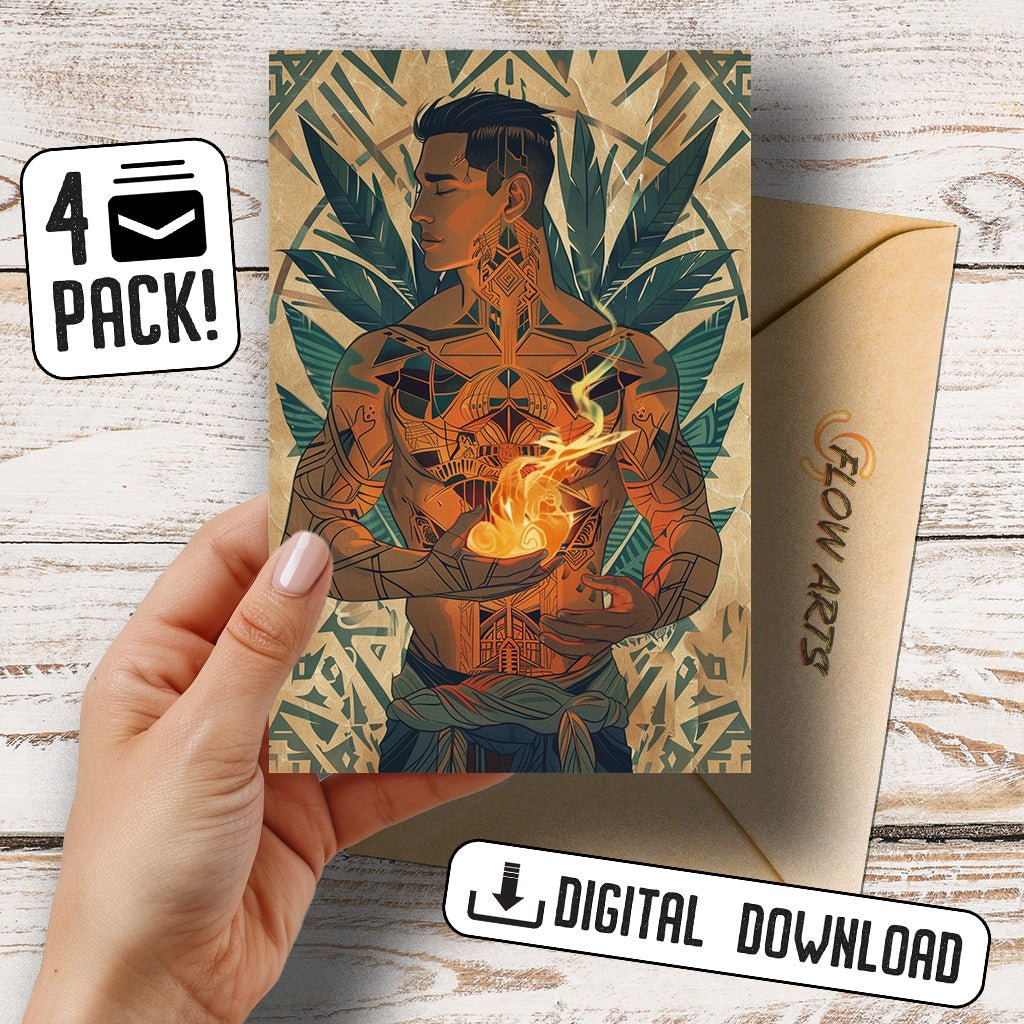 Flame-Kissed Greeting Card Set - Digital Download
