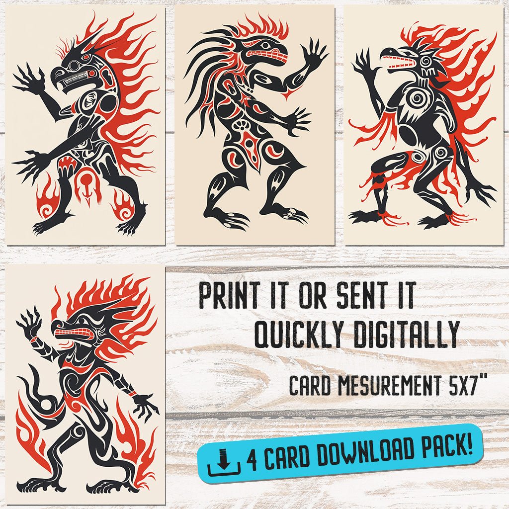 Tribal Soulfire Greeting Card Set - Digital Download